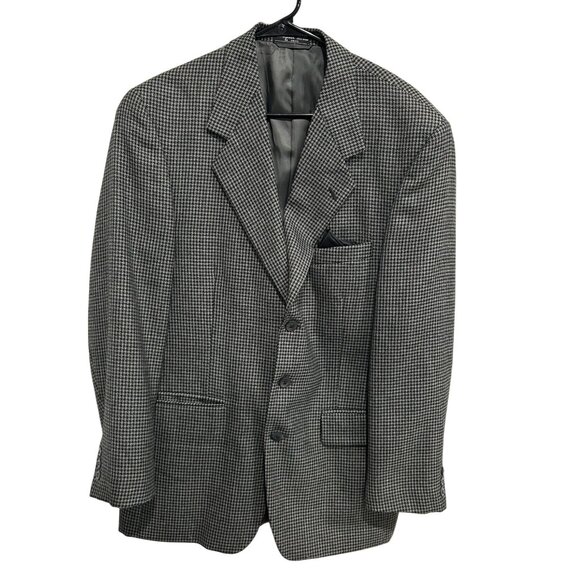 Mens Black White Houndstooth Blazer Jacket Sz 40R - Picture 1 of 10